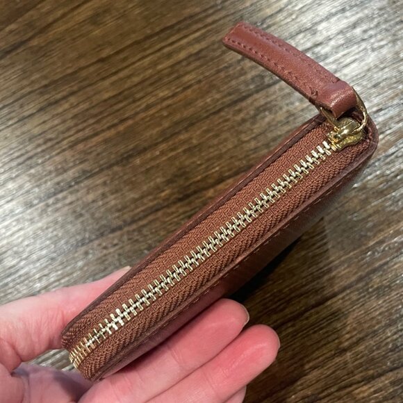 NWT Madewell Essential Zip Wallet Warm Cinnamon Brown Leather Square 4x4 NN468 - Picture 6 of 9